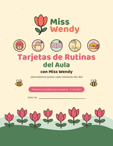 Portada del cuadernillo Tarjetas de rutinas del aula
